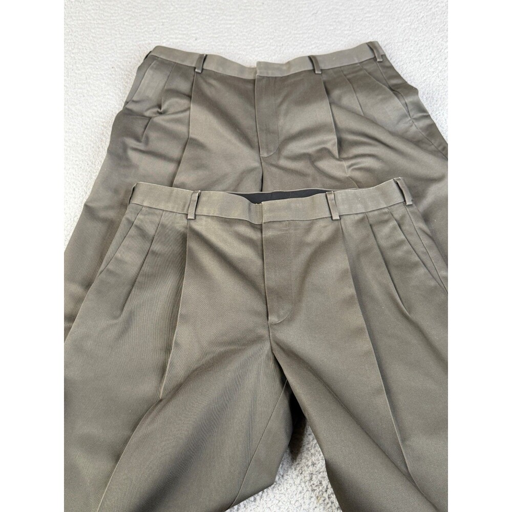 Lot of 2 Dockers Pants 34x31 Chino Khaki Relaxed Fit Pleated Cuffs No Iron Golf